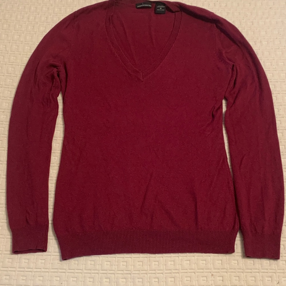 Burgundy V-Neck Sweater